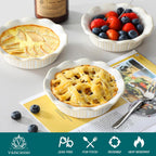 vancasso Mini Pie Pans Set of 6, 5.2 Inch Ceramic Deep Dish Pie Plates with Ruffled Edge for Baking, Microwave & Oven Safe, White