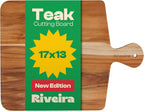 Riveira Teak Wood Cutting Board – Gourmet Teak Grandeur: 17 x 13 Wooden Cutting Board – Natural Wooden Cutting Boards For Kitchen Decorative – Innovative Juice Grooves Teak Wooden Chopping Board