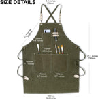 Cotton Canvas Cross Back Apron for Art Painting Garden Chef Bartender Work,Women Men 3 Pockets Waterproof Adjustable M-XXL