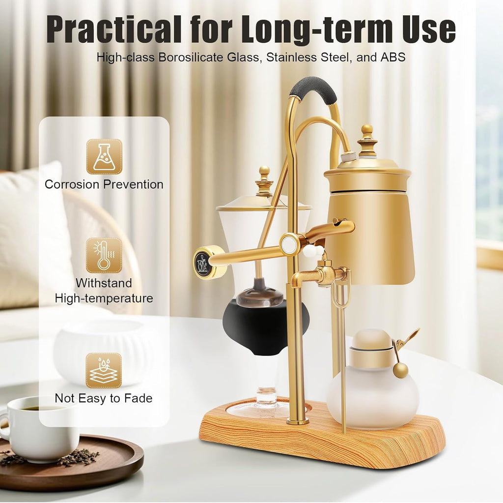 Belgian/Belgium Luxury Royal Family Balance Syphon Coffee Maker, Elegant Design Retro-Style Siphon Brewer
