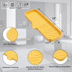 Silicone Bathroom Soap Dishes with Drain Spout-Bathroom and Kitchen Sink Organizer,Sponge Holder,Dish Soap Tray,Perfect for Dispenser,Scrubber,Bottle,Cup on Sink or Counter-Yellow 12"×4"