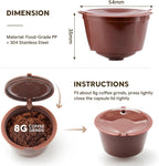 BRBHOM 6 Refillable Coffee Capsule Reusable Coffee Filter Compatiable with Do l*e Gu*to (coffee capsule 6 pcs Brown)