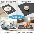 Coffee Mat 15.7*19.7 Inch, 50*40cm Dish Drying Mat for Kitchen Counter Bar, Stain Hiding Rubber Backed Absorbent Bar Mat Pad, Dark Grey (5)