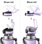 GOSWAG Insulated Sports Water Bottle, 24oz 2 Lids(with Straw/No Straw), Stainless Steel Water Bottles with Paracord Handle, Insulated Bottle with Double-Wall Vacuum Insulation