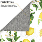 Lemon And Leaves Dish Drying Mat, Highly Absorbent Microfiber Kitchen Counter Pad Reusable Washable, 16*18"