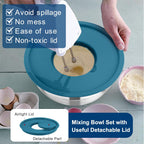 TeamFar Mixing Bowls with Lids, 5PCS Stainless Steel Metal Salad Bowl with 3 Grater Attachments, for Cooking, Prepping, Serving, Healthy, Airtight Lids & Easy Clean - 0.7/1 / 1.5/2.6/4.6QT