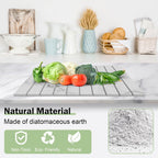 Stone Dish Drying Mat for Kitchen Counter,24"(L)×16"(W) Collapsible Fast-Drying Diatomaceous Earth Mats with Towel Sanding Tool,Versatile Stone Drying Mats for Cups Dishes Bottles