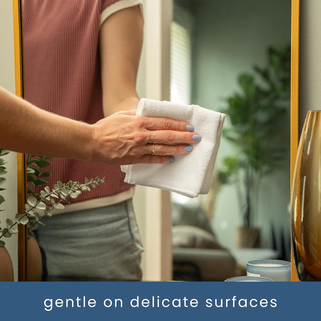 S&T INC. 50 Pack Microfiber Cleaning Cloth, Bulk Towels for Home, Reusable Microfiber Towels for Cars, Cleaning Rags, White, 11.5 Inches x 11.5 Inches, 50 Count