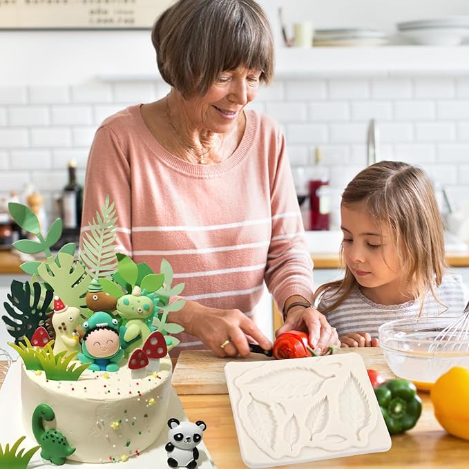 1 Pcs Plant Leaf Chocolate Fondant Mold Reusable Fern Leaf Silicone Mold, for Kitchen Baking Wedding Cake Decoration Cupcake Toppers Biscuit Candy Clay Resin Pendant Plaster