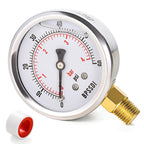 0-60 Psi Glycerin Liquid Filled Low Pressure Gauge, 2.5" Dial Size, 1/4" NPT Lower Mount, 304 Stainless Steel Case, for Water Oil Air Pressure Test, Refrigeration Systems(Such as Evaporators)
