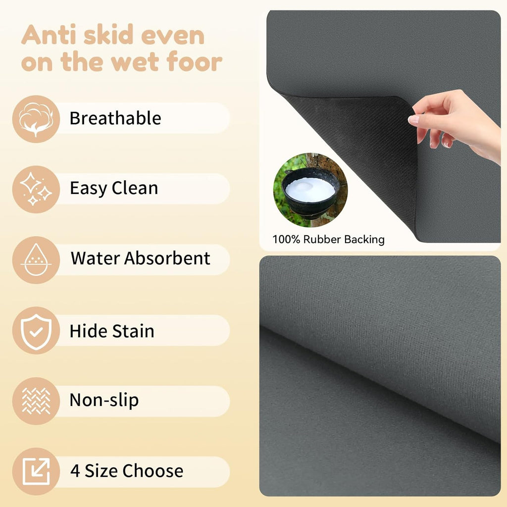 Coffee Mat Hide Stain Rubber (Dark Gray, 40cm×60cm), Coffee Bar Accessories Fit Under Espresso Machine CoffeeMaker Coffeepot, Backed Absorbent Dish Drying Mat for Kitchen Counter