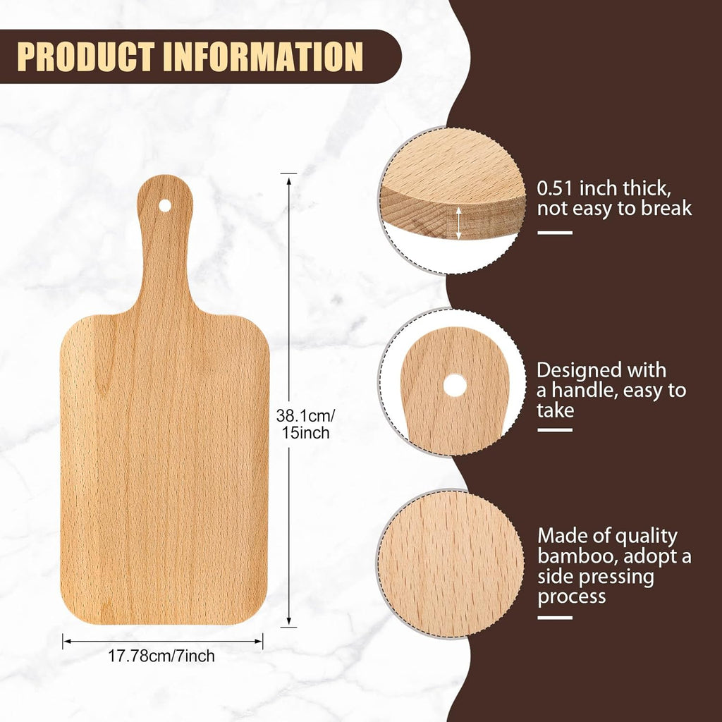 Lounsweer 6 Pcs Thicken Cutting Board Bulk Wood Board for Chopping Serving Charcuterie Material for Laser Engraving Mother' Day Wedding Housewarming Gift