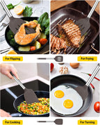 Pack of 2 Silicone Solid Turner, Non Stick Slotted Kitchen Spatulas, High Heat Resistant BPA Free Cooking Utensils, Ideal Cookware for Fish, Eggs, Pancakes(Chocolate)