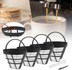 Reusable Coffee Filter Baskets, 4Pcs Cone Coffee Maker Filters #4 Replacement Coffee Filters 8-12 Cup with Spoon and Brush, Compatible with Ninja CFP301 CFP201 Coffee Machine Accessories