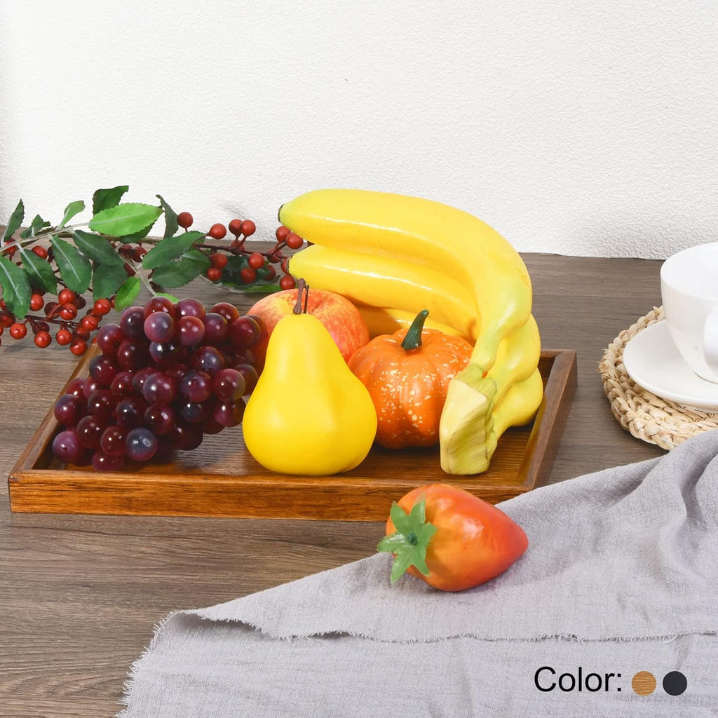 PATIKIL Wood Serving Tray 10x7 Inch Outer Base, Rectangular Decorative Platter for Home Decor Kitchen Table Candle Holder, Brown