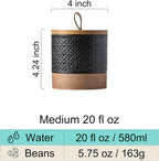 Ceramic Jars with Lid, Small Coffee Canister with Lid, Kitchen Food Storage Jars for Sugar Loose Leaf Tea Candy, Decorative Jar for Countertop, Pantry, Coffee Bar Accessories Black & 20 fl.oz