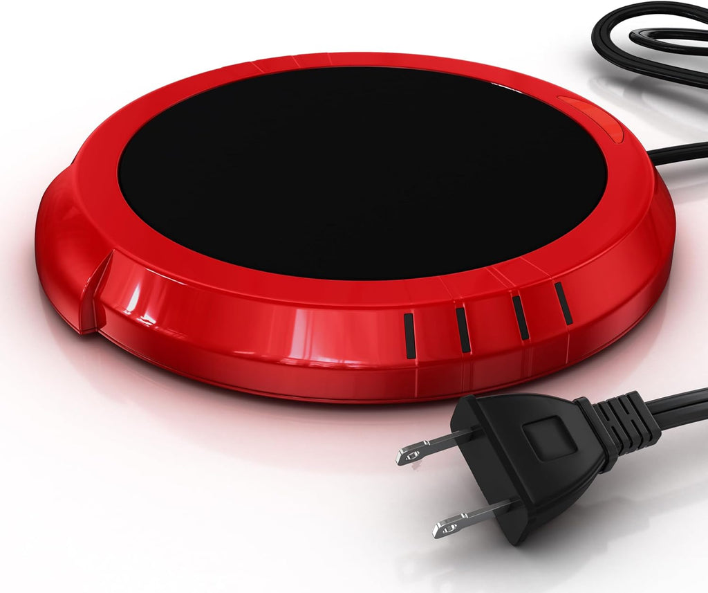 Large Candle Warmer Plate Safely Releases Scents Without a Flame - Used as Candle Jar & Coffee Warmer for Home & Office, 1 Pack, Red