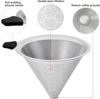 Pour Over Coffee Filters Compatible with Hario V60 02 03 & Chemex - Reusable Stainless Steel Permanent Filter Cone Dripper Coffee Maker and Bar Accessories