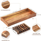 Farmhouse Wooden Vanity Tray Small Rectangle, Rustic Bathroom Tray Bathroom Organizer, Cosmetics Holder for Tissue Towel Jewelry Ring Dish Dresser Perfume, Decor Box (Brown, 4.8" W11.5 Lx1.2 H)