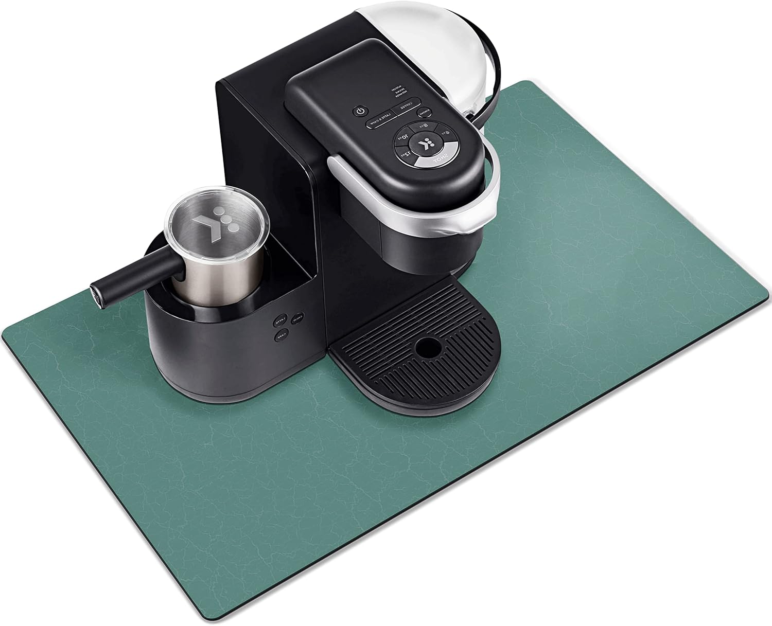 Coffee Dish Drying Mat,Coffee Bar Machine Decor Accessories,coffee maker mat for countertops,Absorbent Pad,Washable kitchen counter mat,Reversible Microfiber Fitted countertop cushions(bean green)