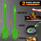 Walfos Silicone Basting Pastry Brush, Heat Resistant Pastry Brush Set, Strong Steel Core and One-Pieces Design, Perfect for BBQ Grill Baking Kitchen Cooking,BPA Free and Dishwasher Safe,2Pcs (green)