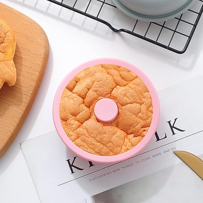 4 Inches Silicone Donuts Pan Set, 4 Pieces Non-stick Pastry Molds Cake Baking Molds for Bagel and Doughnut Cake Pans (Pink)