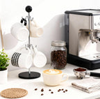 Mug Holder,6 Hooks Coffee Mug Tree for Counter,No Assembly Metal Cup Holder with Stable Acrylic Base,Mug Rack for Coffee Bar Accessories,Black