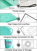 Silicone Pastry Mat 28"*20" Extra Thick Non Stick Baking Mat with Measurement Food Grade Silicone Rolling Dough Mat, Fondant, Pie Crust Mat, Kitchen Mat with Hang Holes, Raised Edge