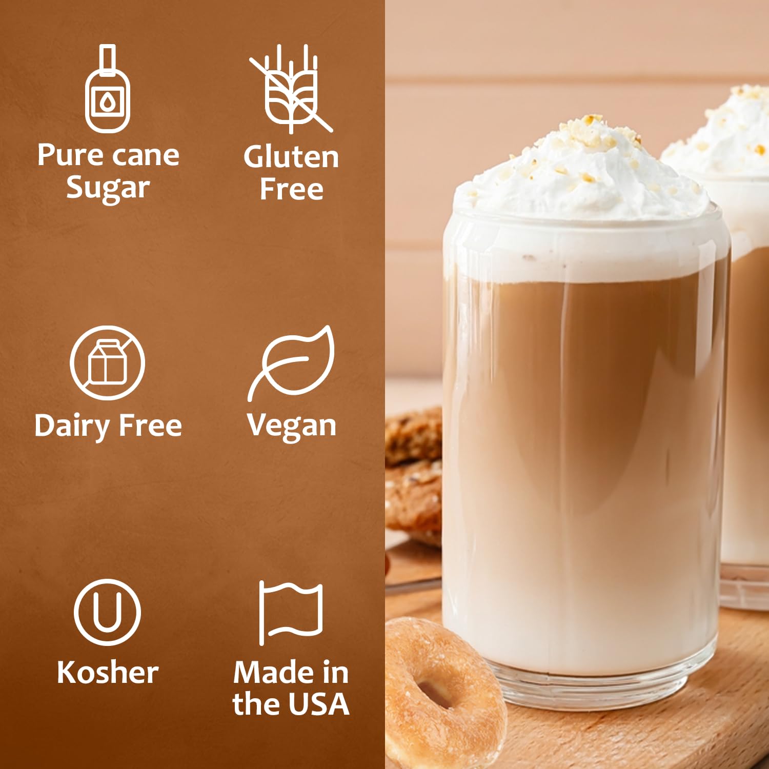 Syruvia Glazed Donut & Butter Pecan Coffee Syrup - 25.4 fl oz Premium Coffee Flavoring Syrup. No Coloring, Kosher, and Gluten-Free. Perfect for Drinks, Sodas, Shakes, Desserts, & More.