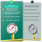 0-60psi Stainless Steel Glycerin Liquid Filled Pressure Gauge1/8 NPT 1.5" Dial, Lower Mount Designed for Pressure Testing of Water, Oil and Air (with Range Mark Pointer)