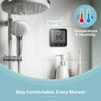 KADAMS Shower Clock Waterproof Bathroom Timer – Digital Wall Clock with Countdown, Magnetic Kitchen Clock with Temperature & Humidity, Suction Cup for Kids Shower Spa Sauna Cook Bath (Black)