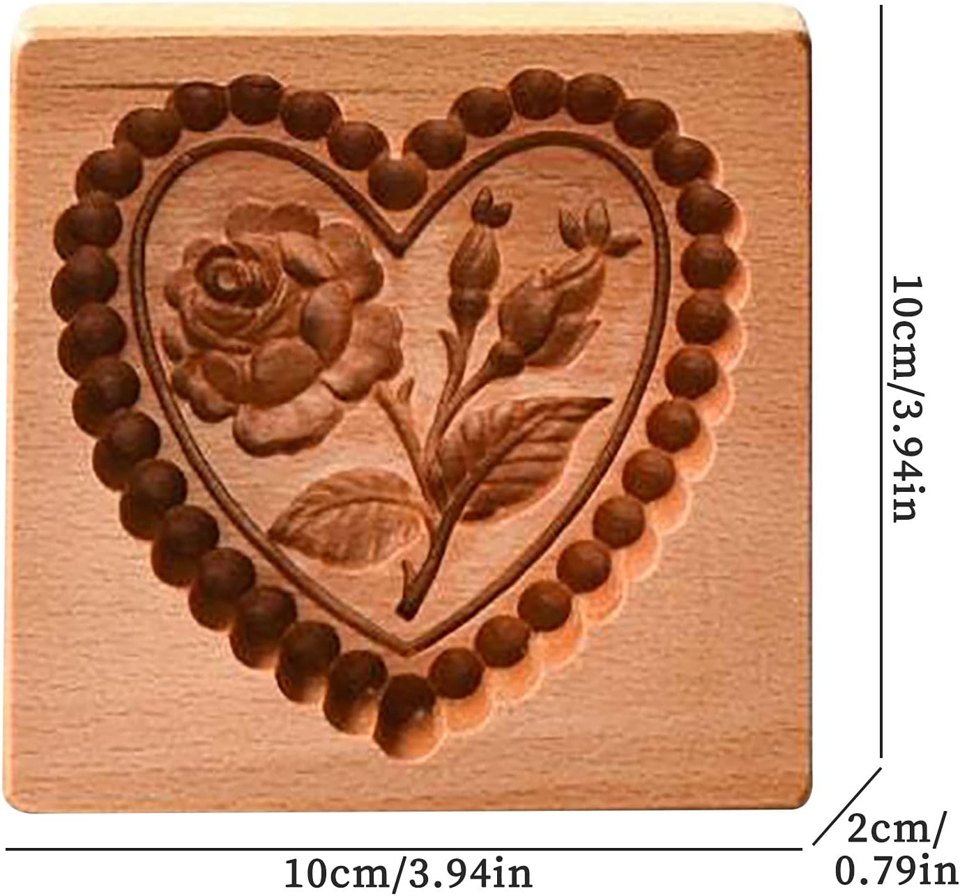 Wooden Cookie Biscuit Mold, 3D Baking Mold, Embossing Craft Decorating Baking Tool, Suitable for Halloween Thanksgiving Christmas Kitchen DIY (Love C 10 * 10 * 2)