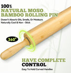 2 Pack（10 inch &17.5 inch） Wooden Rolling Pin for Baking - Long Dough Roller for All Baking Needs