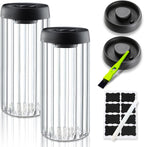 Vacuum Coffee Canister,2PCS 61FLOZ Borosilicate Glass Jar with Spare Airtight lid, Label and Brush, Coffee Bean Storage for Coffee Beans & Grounds Coffee(Clear Glass)