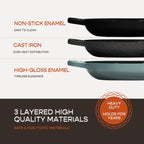 Enameled Cast Iron Dutch Oven for Sourdough Bread Baking | 6 Quart Oval Pot with Lid | 10 Inch Ceramic Enamel Thick Coated Cookware with Non Stick Silicone Baking Mat for Cooking | 6 Qt | Sea Salt