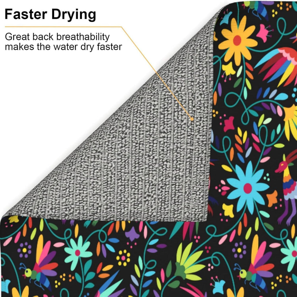 Mexican Folk Art Otomi Dish Drying Mats for Kitchen Counter, Absorbent Microfiber Washable Drying Pad, Decorative Cute Kitchen Mat for Sink & Dining Area, Gifts for Christmas, Home Decor, 16x18 inch