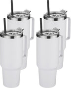 HASLE OUTFITTERS 40 oz Stainless Steel Tumbler with Handle, Vacuum Insulated Tumblers Bulk, Reusable Double Wall Travel Coffee Mug, Durable Powder Coated Water Bottles(White, 4)