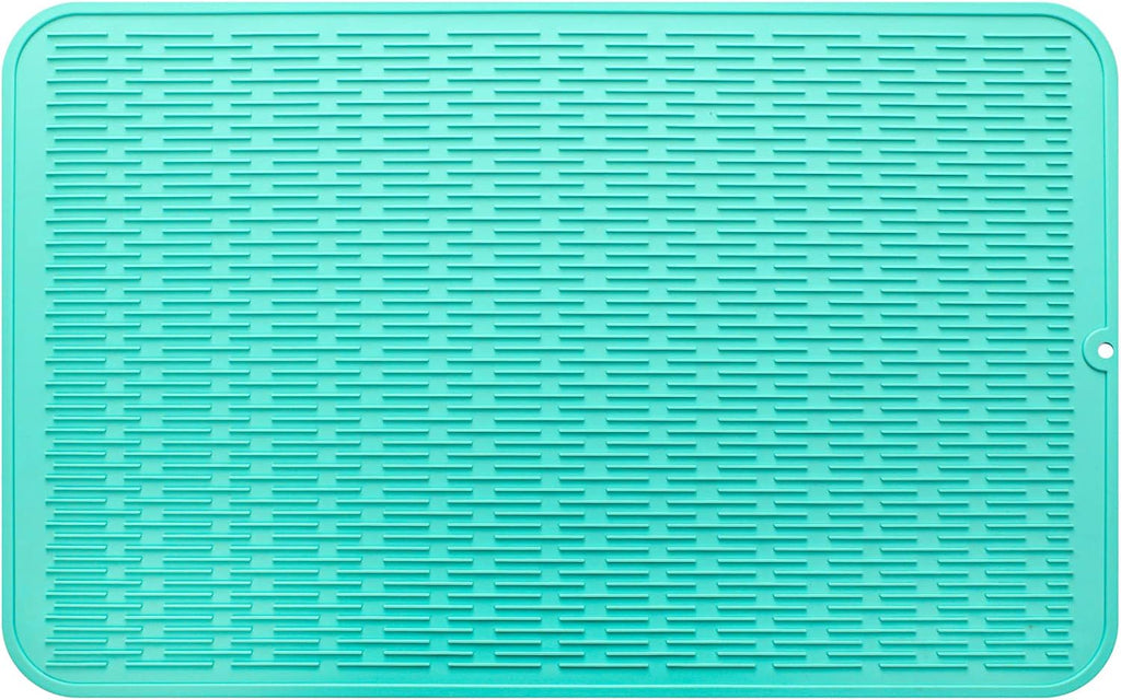 Silicone Dish Drying Mat for Multiple Usage,Easy clean,Eco-friendly,Heat-resistant Silicone Mat for Kitchen Counter or Sink,Refrigerator or Drawer Liner Mint 3XL 28 inches x 18 inches