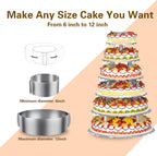 iNeibo Cake Ring and Cake Collar Set, 6 to 12 Inch Adjustable Cake Mousse Mould Set with 6inch Clear Cake Roll, Stainless Steel Pastry Ring, Mousse Ring, Ring Mold for Baking