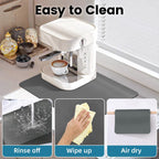 PoYang 17"x12" Coffee Mat Small, Coffee Bar Accessories for Countertop, Absorbent Dish Drying Mat, Anti-Slip and Hide Stain Pad for Espresso Machine, Espresso Maker and Kitchen Counter, Gray