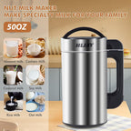 Automatic Nut Milk Maker Machine 50oz(Built-in Strainer), 6-7 Cups Per Batch, 100% Food Grade Stainless Steel 7-IN-1 Multifunctional Almond Milk Maker for Homemade Oat, Coconut, Soy&Plant Based Milks