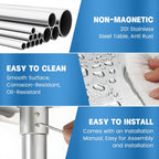 Stainless Steel Table for Prep & Work with Undershelf 24 x 24 Inches NSF Metal Commercial Kitchen Prep Table with Adjustable Under Shelf Worktable for Restaurant Home Outdoor