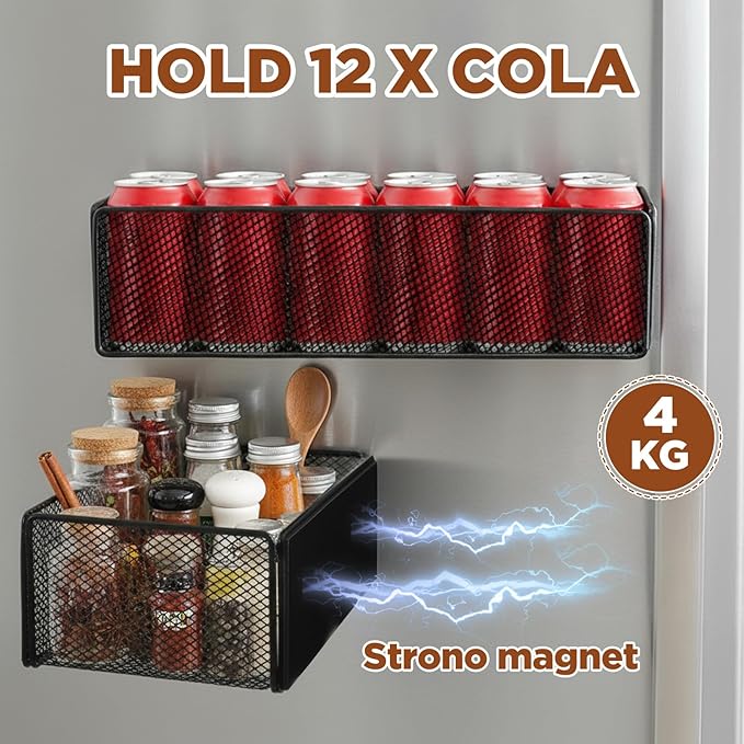 2 Pack Magnetic Basket Organizer Holder for Fridge Magnetic Storage Bin Box Containers for Refrigerator Whiteboard Classroom (Large, Black)