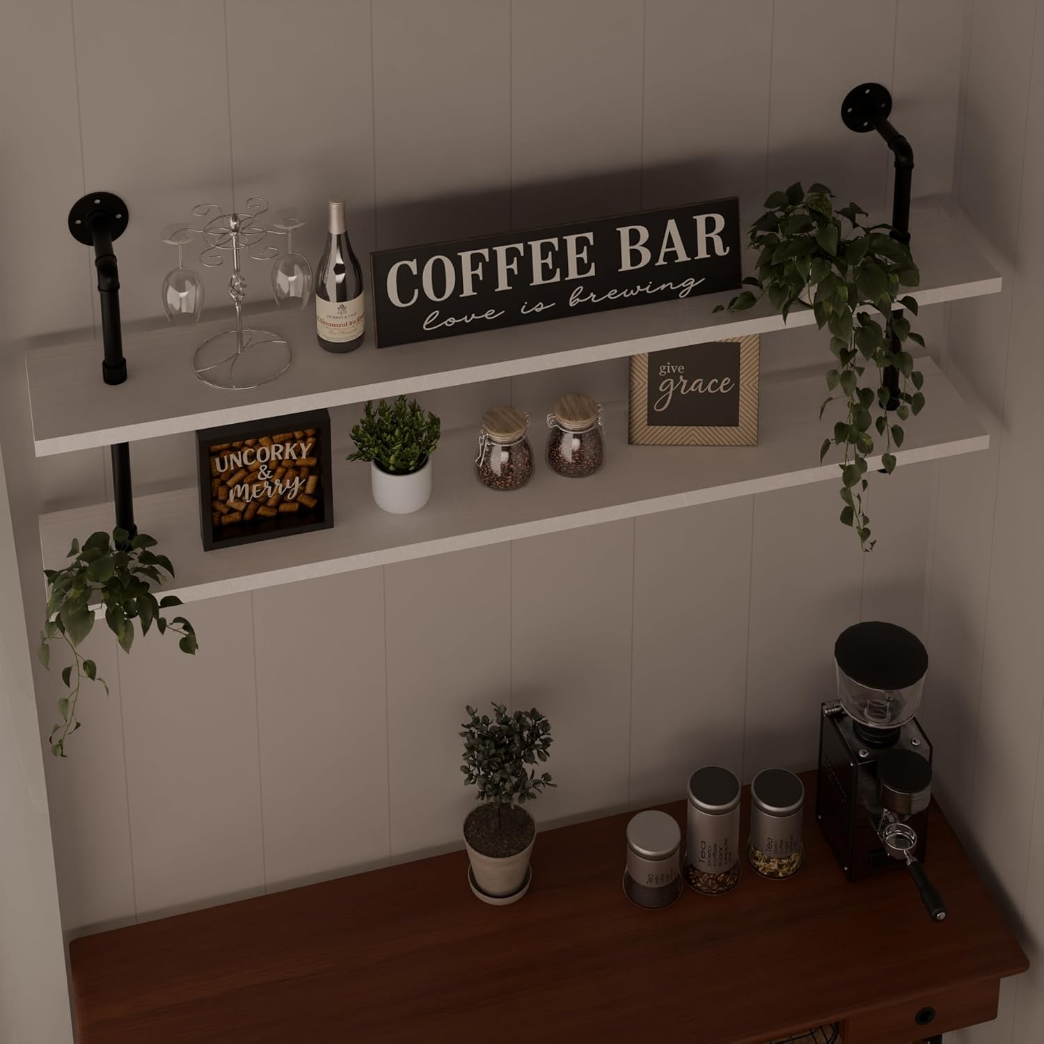 Floating Bookshelf Bathroom Shelves Over Toilet Industrial Pipe Shelving Pipe Shelves Rustic White Wall Shelves 36 Inch Farmhouse Book Shelves for Wall Mounted