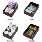Black Bamboo Drawer Organizer - Silverware&Utensil Holder Organizer for Kitchen Drawers, Multi-Use Drawer Dividers Boxes for Bathroom Counter，Cabinet, Garage, Office Desk, Makeup, Jewelry (9"6"2.5")
