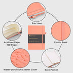 &And Per Se Lined Journal Notebook, 160 Pages, A5 5.7 x 8 inches College Ruled Thick Paper Notebook Journals for Writing, Hardcover Notebooks for Women Men Office School (1 Pack, Peach)