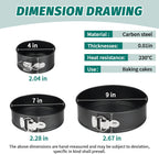 SHIKORI Cake Pan Set for Baking, Non-Stick Springform Pans Set of 3 (4, 7, 9 inch), Round Cake Pans,Cheesecake Pan, Leak-Proof Cake Pans with Removable Bottom-Black 3 Pcs