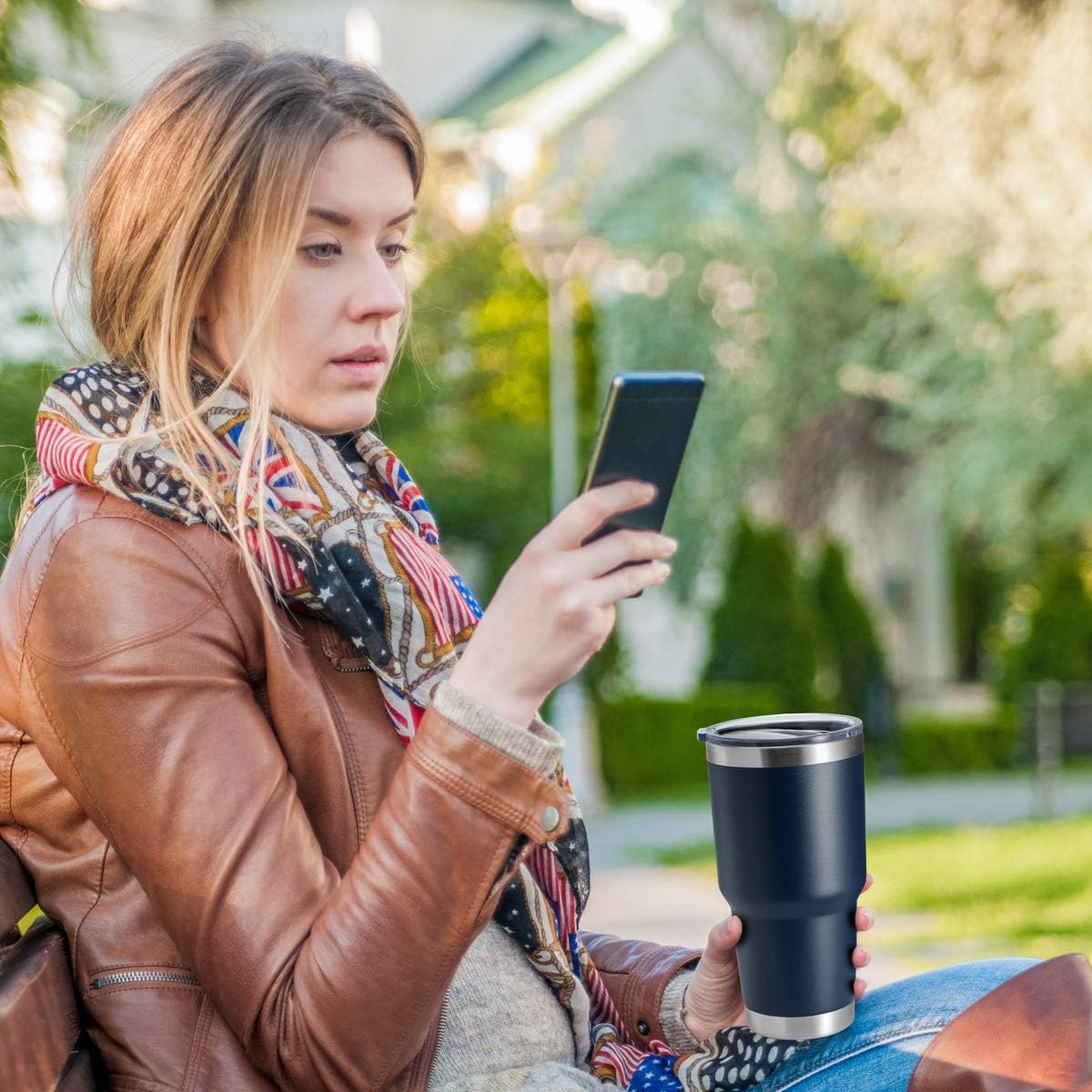 HASLE OUTFITTERS 30oz Stainless Steel Tumbler, Double Wall Vacuum Insulated Travel Mug Tumbler, Durable Insulated Coffee Mug, Gift Box Set (Amey Green, 8)