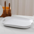 Extra Large Serving Platter, Set of 2, 18.75 x 14.375 x 2 Inch Large Melamine Serving Tray with Handle,Rectangular Serving Trays for Party, Big Turkey Platter, Dishwasher Safe, Matte White
