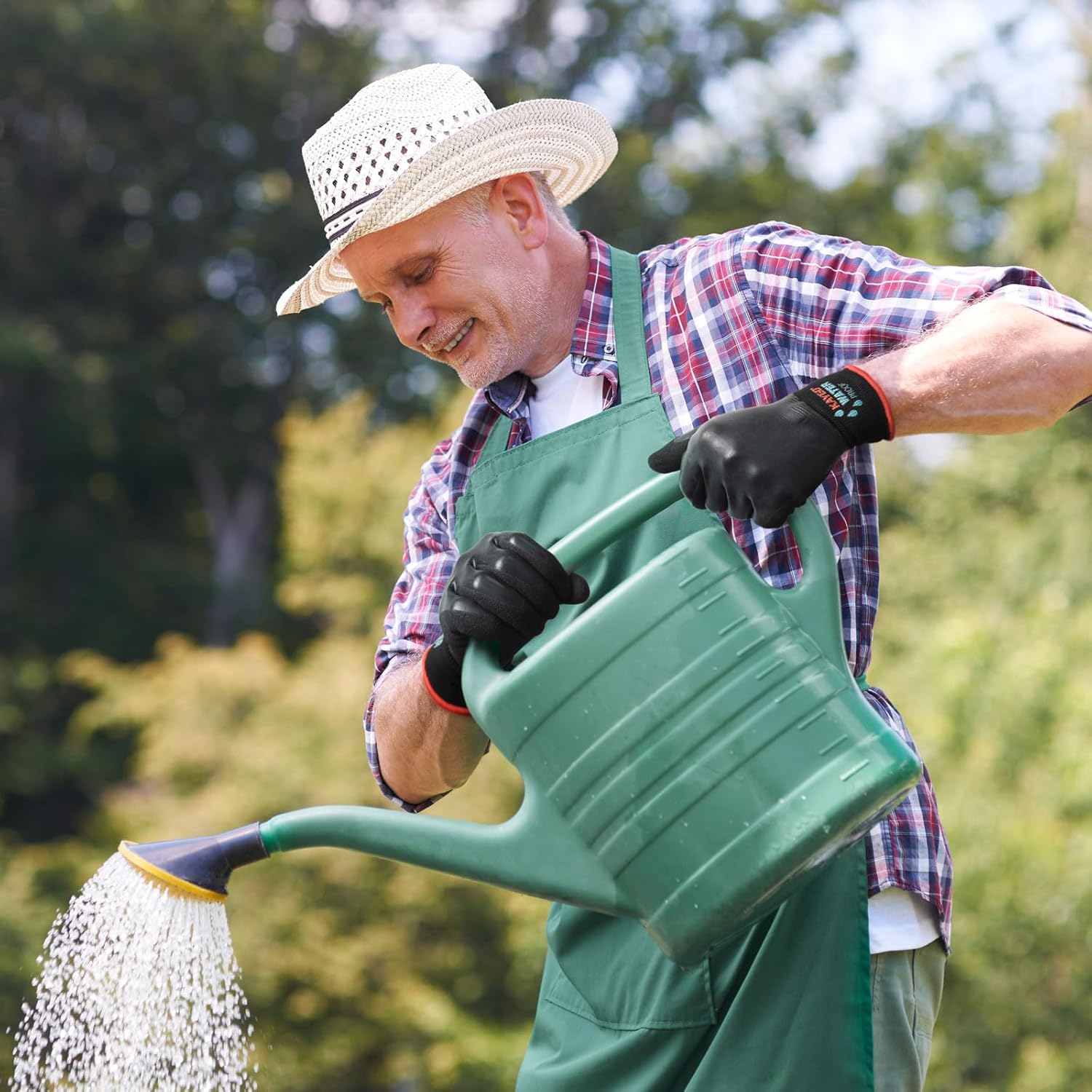 KAYGO Waterproof Work Gloves for Men and Women, Rubber Coated Non-slip Working Gloves for Garden, Outdoor Construction,KG150,Black,XL